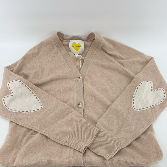 Kerri Rosenthal Willie Cashmere with heart elbows Cardigan Sz L luxury limited